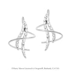 14k White Gold Double Wing Diamond Cut Earspirals Earrings