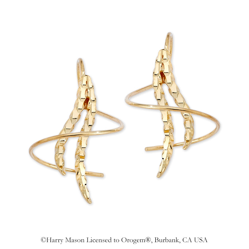 18k Gold Over Silver Double Wing Diamond Cut Earspirals Earrings