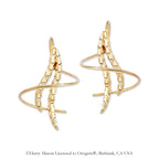 18k Gold Over Silver Double Wing Diamond Cut Earspirals Earrings