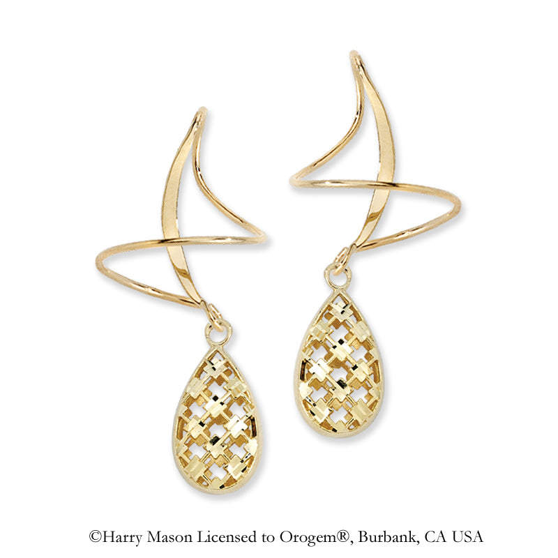 Yellow Gold Puffed Teardrop Earspirals Earrings