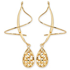 Gold Teardrop Puff Dangle Earspirals Earrings 14k Yellow