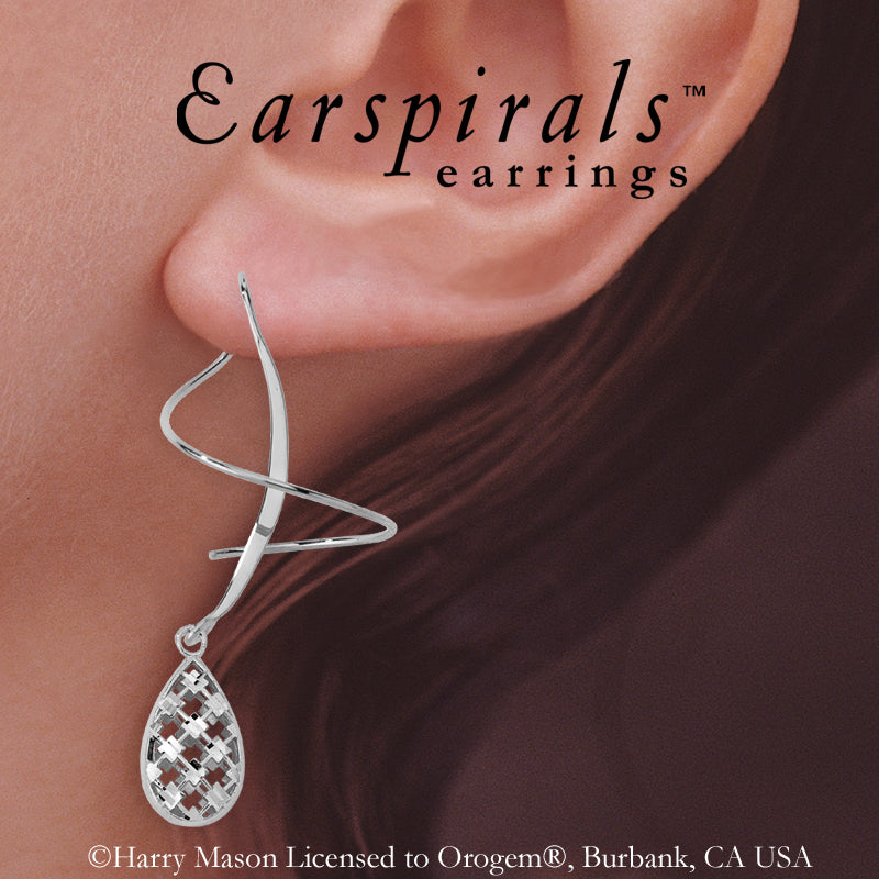 Gold Teardrop Puff Dangle Earspirals Earrings 14k White