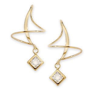 Yellow Gold CZ Earspirals Earrings 