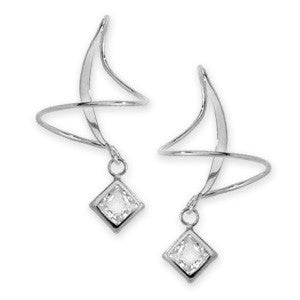 White Gold & CZ Earspirals Earrings