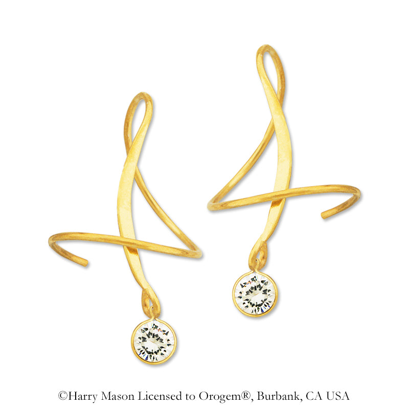 14k Yellow Gold Cubic Zirconia Crescent Earspirals Earrings