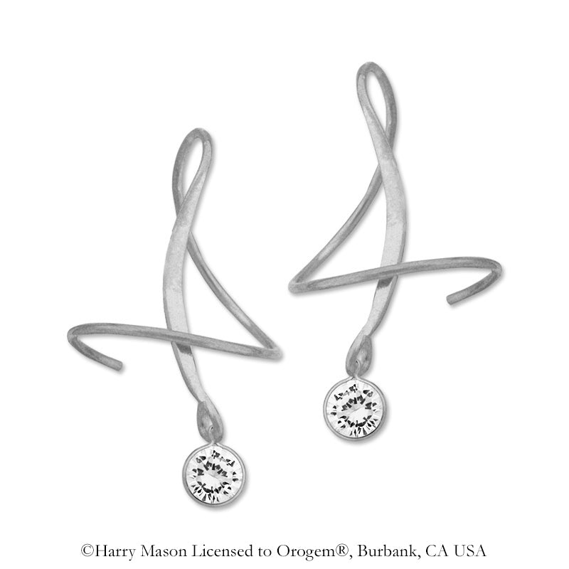 14k White Gold Cubic Zirconia Crescent Earspirals Earrings