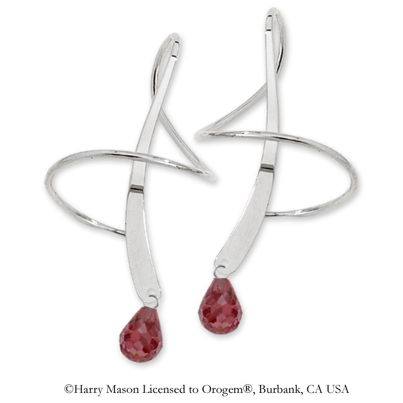 Briolette Teardrop Garnet Earspirals Earrings 14k White Gold
