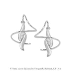 14k White Gold Cubic Zirconia Double Curves  Earspirals Earrings