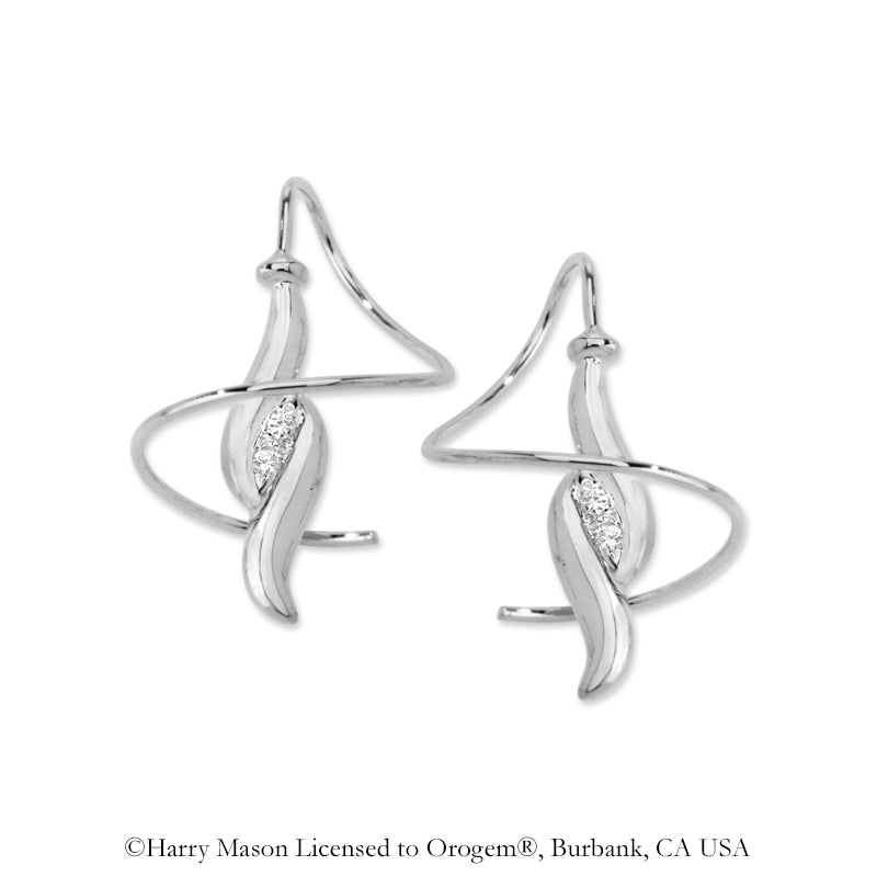 14k White Gold Cubic Zirconia Double Curves  Earspirals Earrings