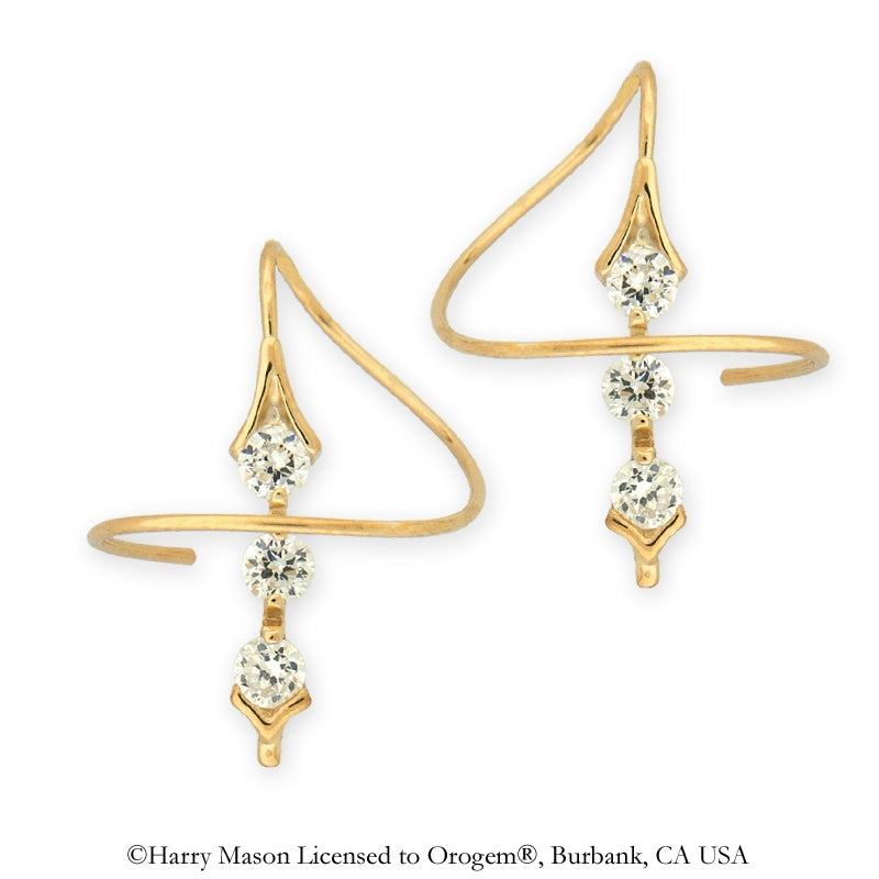 Earspirals Earrings 1 Carat Round CZ 14k Yellow Gold