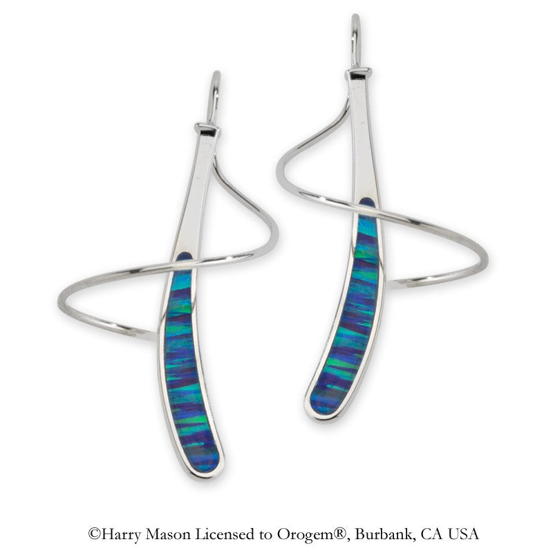 Sterling Silver Simulated Blue Opal Earspirals Earrings