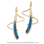 18k Gold Over Silver Simulated Blue Opal Earspirals Earrings