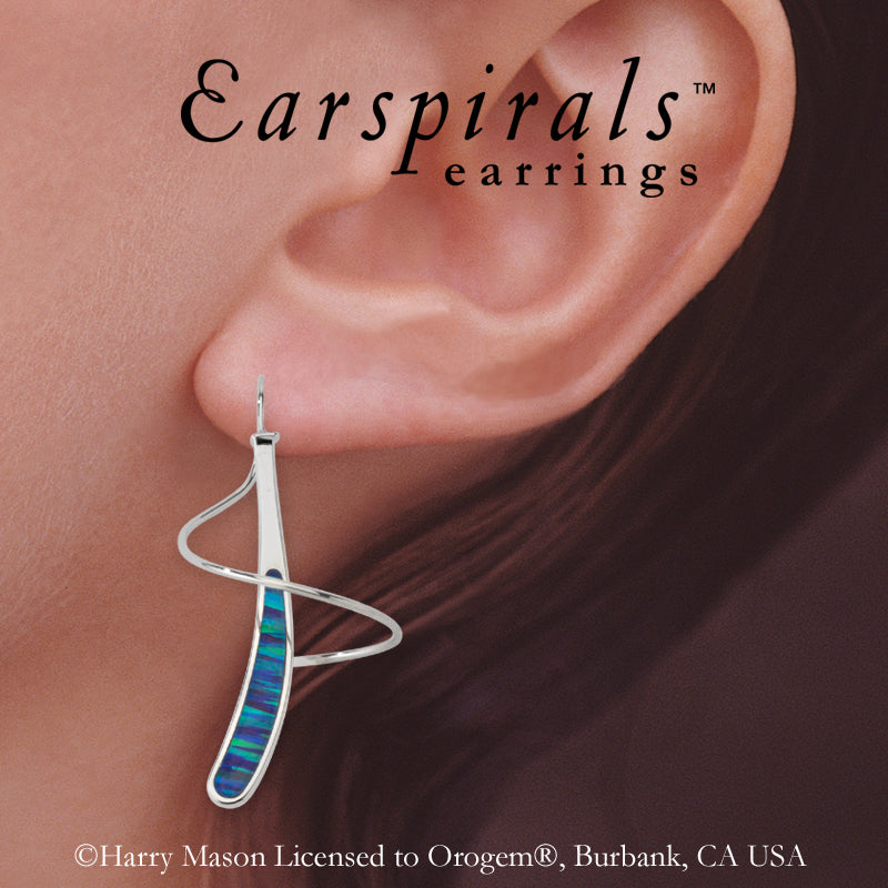 Sterling Silver Simulated Blue Opal Earspirals Earrings