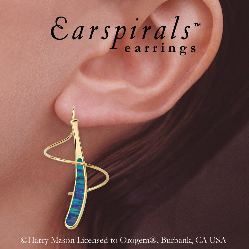 18k Gold Over Silver Simulated Blue Opal Earspirals Earrings