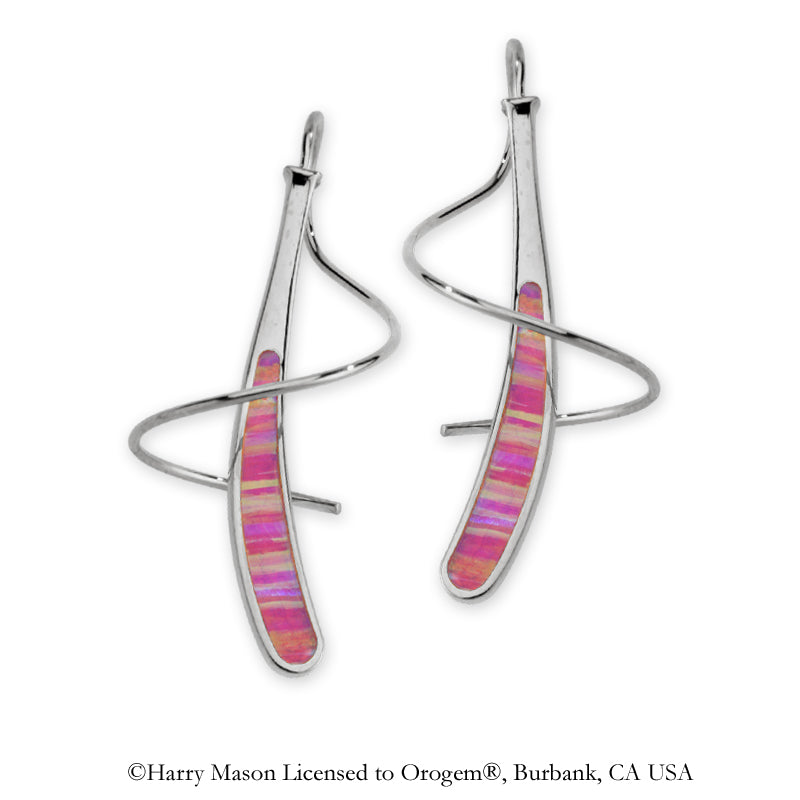 Sterling Silver Simulated Pink Opal Earspirals Earrings