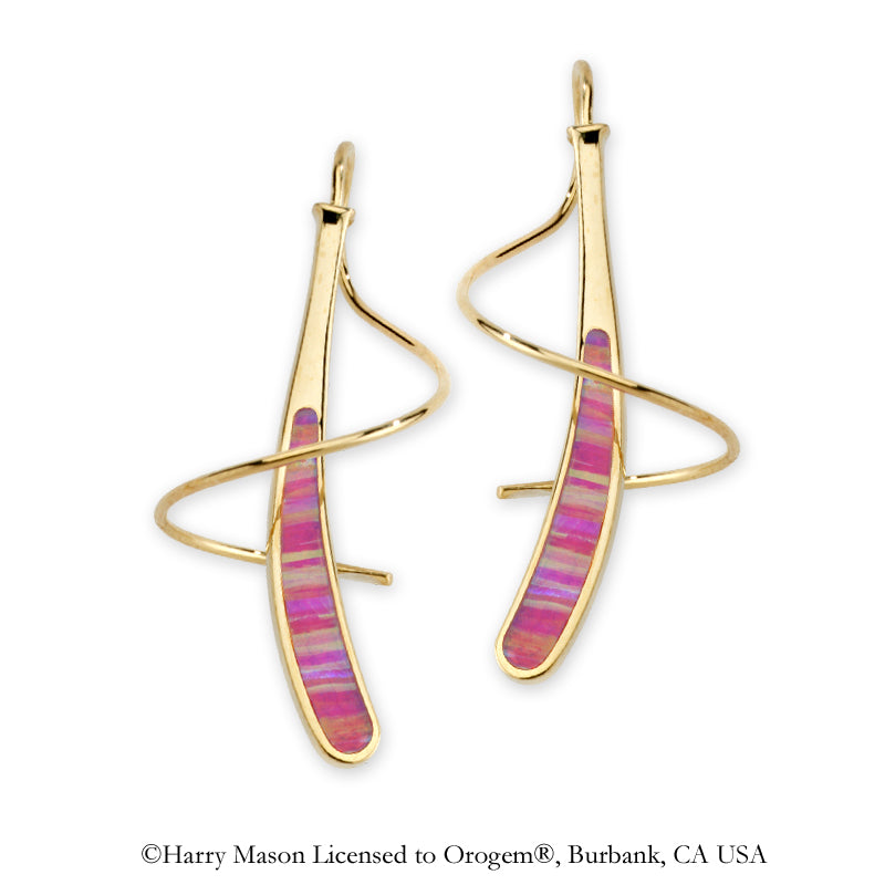 18k Gold Over Silver Simulated Pink Opal Earspirals Earrings