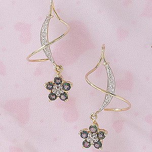 Earspiral Earrings by Harry Mason - Mystic Topaz & Diamond Dangle - 14k White Gold