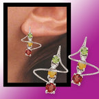 Earspiral Earrings by Harry Mason - Garnet, Citrine, Peridot, & Diamond - 14k White Gold