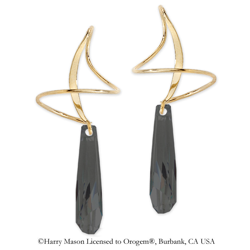 Earspiral Earrings by Harry Mason - 14k Gold Swarovski Crystalactite