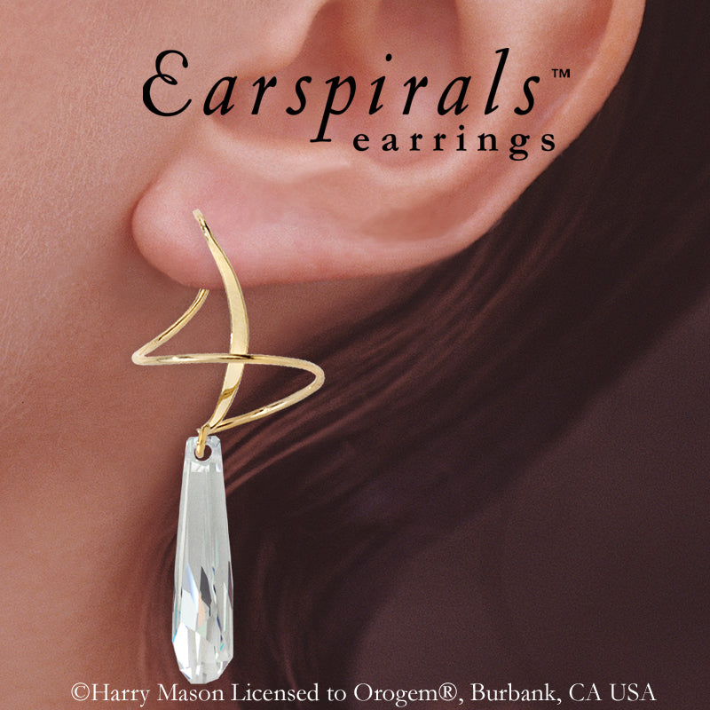 Earspiral Earrings by Harry Mason - 14k Gold Swarovski Crystalactite
