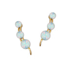 Ear Climber Earrings Ear Pin 3-in-1 Look Graduated Opal Beads Earcrawlers