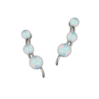 Ear Climber Earrings Ear Pin 3-in-1 Look Graduated Opal Beads Earcrawlers