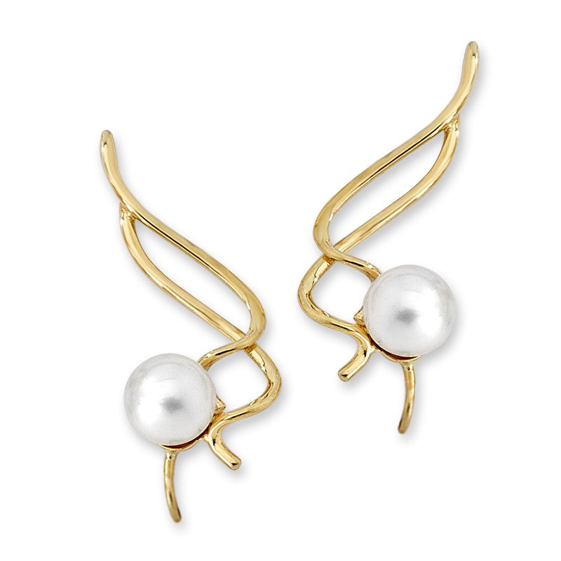Pearl Solitaire Ear Pin Earrings
