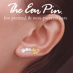 Gold Ear Climber Earrings - Triple Graduating Pearls Floral - Ear Pin - 14k Yellow Gold