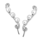 Triple Pearls Ear Pin Earrings in 14k Yellow Gold 