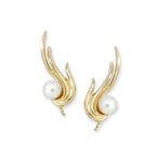 14k Yellow Gold Triple Swirls Ear Pin Earrings
