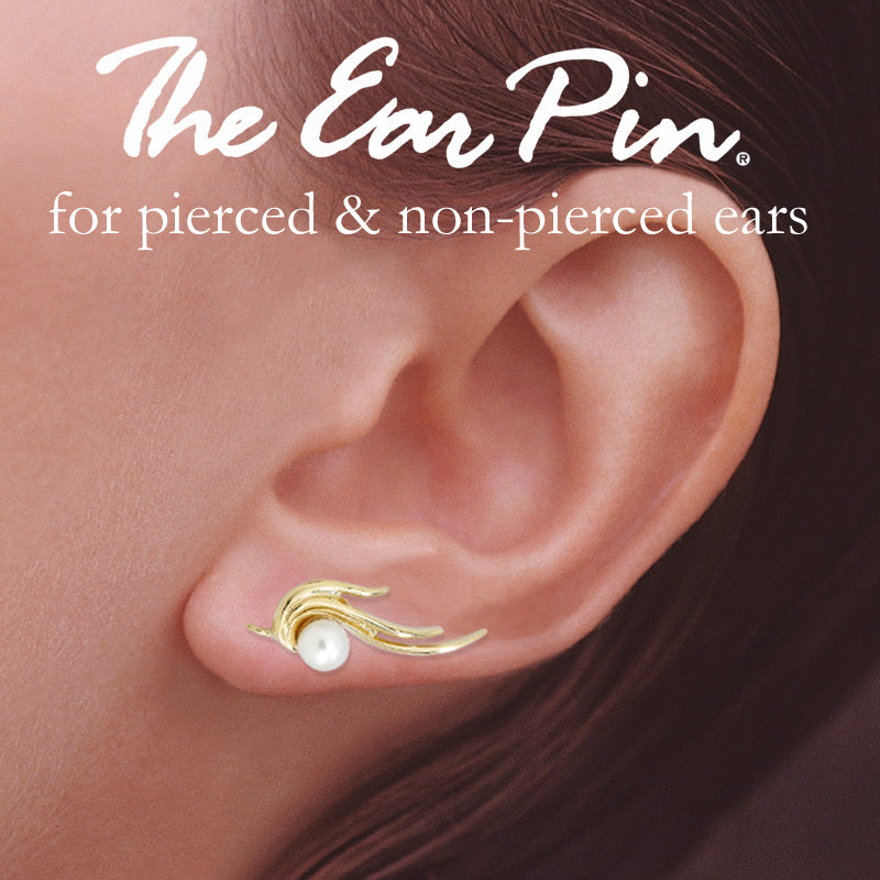 14k Yellow Gold Triple Swirls Ear Pin Earrings