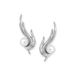 14k White Gold Triple Swirls Ear Pin Earrings