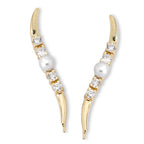 14k Gold Cubic Zirconia Pearl Ear Pin Earrings