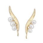 14k Yellow Gold Cluster of Pearls Ear Pin Earrings
