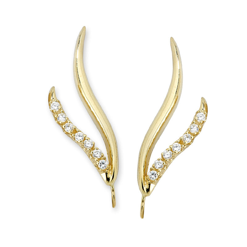 1/4 Carat Diamonds Double Branch Ear Pin Earrings in 14k Yellow Gold 