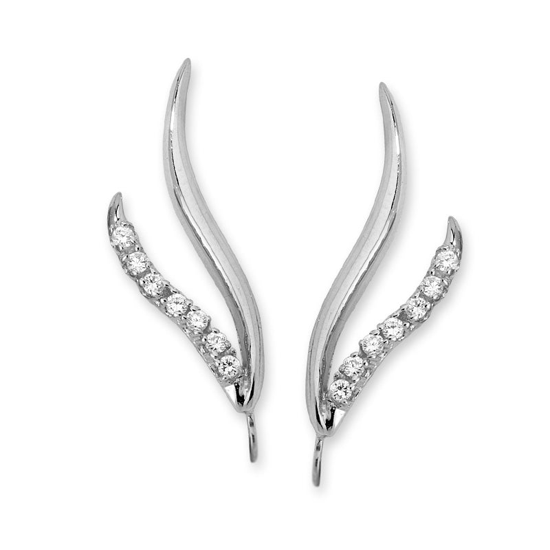 1/4 Carat Diamonds Double Branch Ear Pin Earrings in 14k Yellow Gold 