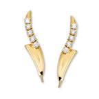Cubic Zirconias Bold Shield Ear Pin Earrings in 14k Yellow Gold
