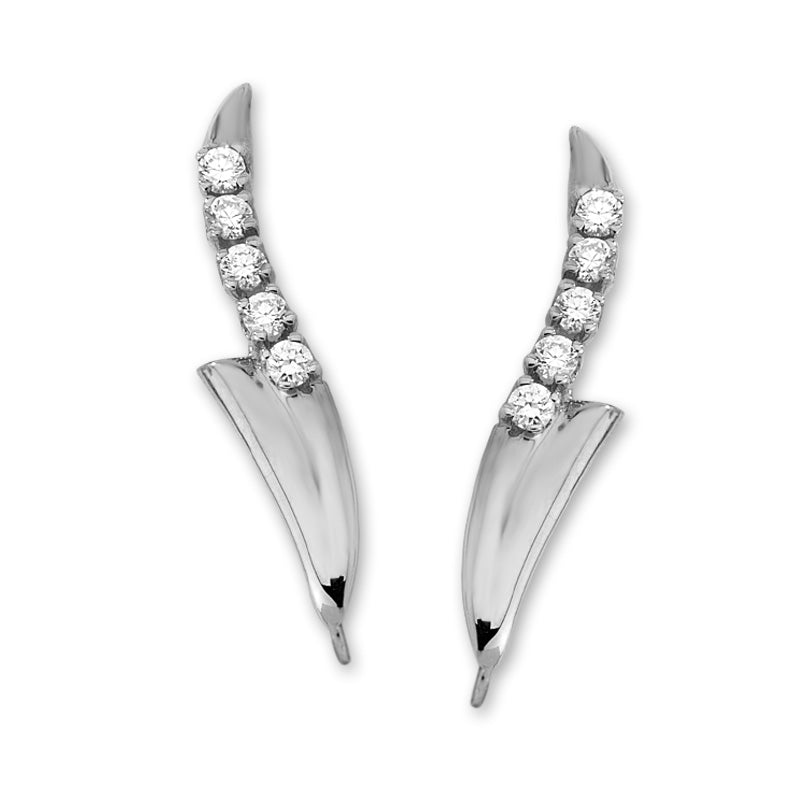 Cubic Zirconias Bold Shield Ear Pin Earrings in 14k Yellow Gold