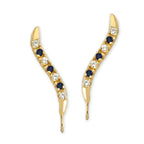 14k Yellow Gold Sapphire & Cubic Zirconia Ear Pin Earrings