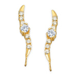 14k Yellow Gold Pink Cubic Zirconia Ear Pin Earrings