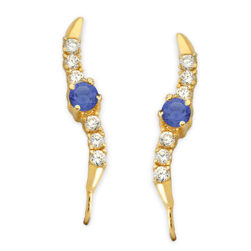 14k Yellow Gold Tanzanite Center Cubic Zirconia Ear Pin Earrings