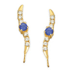 14k Yellow Gold Tanzanite Center Cubic Zirconia Ear Pin Earrings