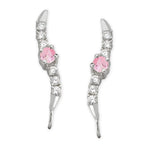 Pink CZ & Cubic Zirconia Ear Pin Earrings in 14k Yellow Gold 