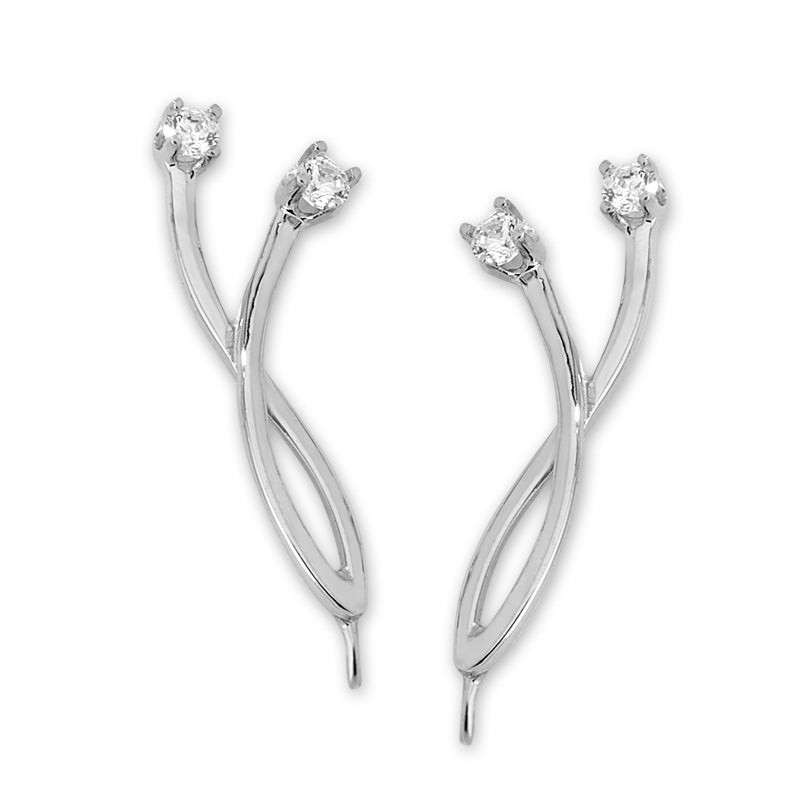Cubic Zirconia Ear Pin Earrings in 14k Yellow Gold 