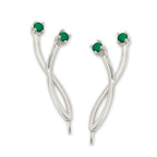 Green Onyx Ear Pin Earrings in 14k Yellow Gold 