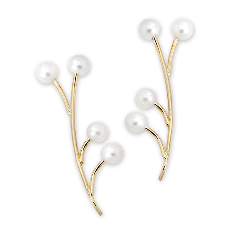 Pearl Spray Pin Earrings in Gold