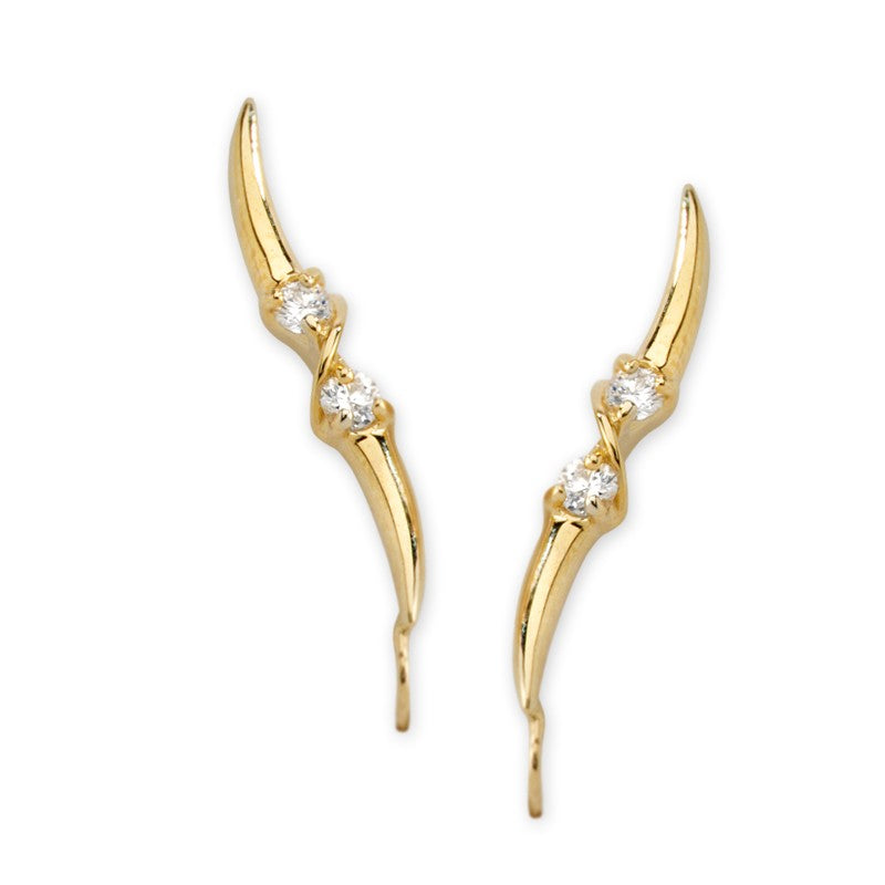 14k Yellow Gold Cubic Zirconia Ear Pin Earrings
