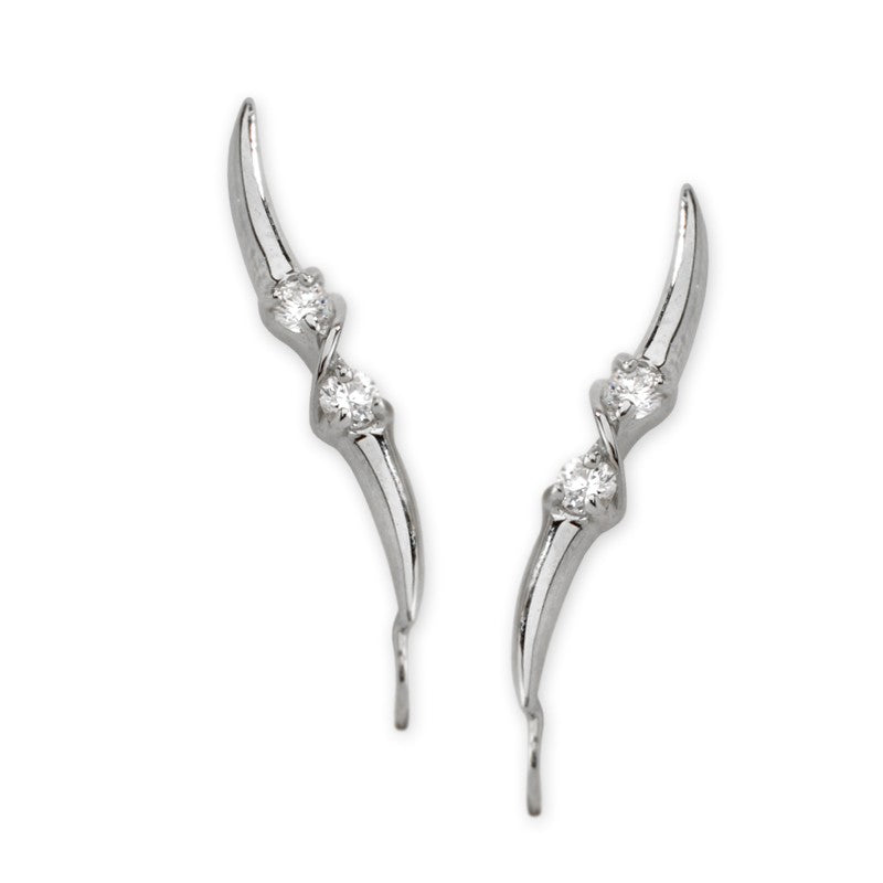 14k White Gold Diamond Ear Pin Earrings