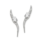 Ear Climber Earrings Ear Pin Solitaire Cubic Zirconias 14k Gold