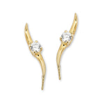 Ear Climber Earrings Ear Pin Solitaire Cubic Zirconias 14k Gold